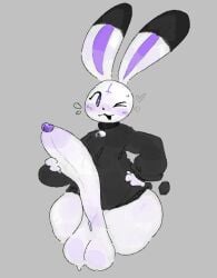 :3 anthro art_trade bell_collar bigfictium blush bunny choker collar evilfiendish femboy fur furry heart huge_balls huge_cock hung_trap mare_(evilfiendish) open_smile purple_eyes smile sweat sweaty_balls thick_ass