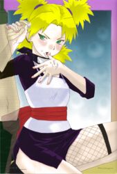 blonde_hair colored doujinshi female green_eyes human male naruto photoshop pierre_norano quad_tails straight temari