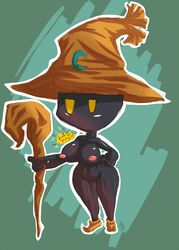 black_mage black_skin breasts female final_fantasy hat large_breasts solo yellow_eyes