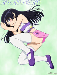 black_hair camisole casual censored erect_nipples ez-nerg flat_chest gokou_ruri highres mary_janes nipple_bulge nipples_visible_through_clothing no_bra no_panties on_side ore_no_imouto_ga_konna_ni_kawaii_wake_ga_nai shoes skirt thighhighs white_legwear