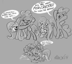 big_macintosh_(mlp) english_text equine eye_contact fellatio female feral fluttershy_(mlp) friendship_is_magic horse kabuki_homewood looking_at_another looking_down looking_up male monochrome my_little_pony oral oral_sex penis pinkie_pie_(mlp) pony sex smile straight text