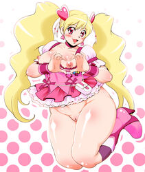 blush breasts clothing cure_peach fresh_precure! heart highres large_breasts magical_girl momozono_love mura-san nipples precure pretty_cure pussy smile uncensored