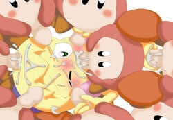 artist_request cum cum_in_hair cum_in_mouth cum_on_hair fumu_(kirby) gangbang group_sex handjob kirby:_right_back_at_ya! kirby_(series) penis tiff_(kirby) uncensored waddle_dee