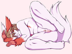 animal_ear barefoot breasts censored feet female fur furry has_uncensored_version nude paws pointless_censoring pokemon pokemon_(species) pokemon_rse pussy solo tail thighs toes zangoose