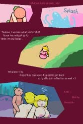 ambiguous_penetration artist_self-insert bed big_ass big_breasts big_thighs bubbles clone comic happy mario_(series) moaning nude pink_dress princess_peach sex_from_behind super_mario_bros. surprised text tomato_(okami_tomato) underwater underwater_sex water window zxtomatofan