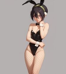 1girls ai_generated avatar_the_last_airbender beautiful black_hair bunny_ears bunnysuit female female female_focus female_only fishnet_legwear fishnets gray_eyes legs patreon patreon_slyndor patreon_username sexy sexy_body shy simple_background slyndor stable_diffusion toph_bei_fong