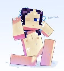 bathing blocky_body flat_chest hexanne minecraft nude_female pussy self_insert source_request