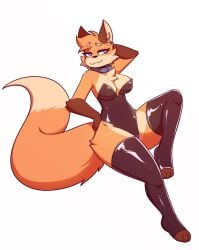 female female_only fox furry giidenuts latex latex_stockings stockings thebestfox white_background