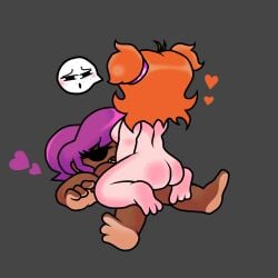 2girls b3_gf_(blazethewolf55) color colored d-side_girlfriend dark-skinned_female dark_skin friday_night_funkin friday_night_funkin_(b3_mod) friday_night_funkin_mod light-skin light-skinned_female lighter_soles nix-nsfw orange_hair purple_hair shaya_dearest yuri