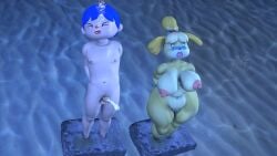 3d animal_crossing big_breasts bondage cement_shoes cum daemont92 drowning isabelle_(animal_crossing) nintendo nipples nude penis peril source_filmmaker underwater villager_(animal_crossing)