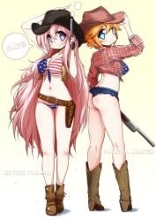 2girls artist_request bikini cowboy_hat lucky_star miyuki_takara patricia_martin