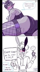 art_hotel ass bara big_ass big_butt bunny_costume bunny_ears bunny_tail bunnysuit cute_face dialogue embarrassed fábio_(art_hotel) gay mask plug_(sex_toy) quartz_devils robert_(art_hotel) sexy_pose