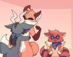 alcohol femboy fox furry giidenuts hugging male thebestfox threesome