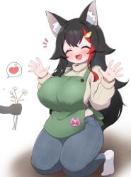 animal_ear_fluff animal_ears animal_tail big_breasts breasts cleavage couple cute female flower flowers gift happy heart heart_symbol hololive hololive_gamers hololive_japan huge_breasts kani_bonara kemonomimi mother ookami_mio smiling tagme thick_thighs virtual_youtuber wholesome wide_hips wife wife_and_husband wolf wolf_ears wolf_girl wolf_humanoid wolf_tail