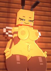 3d_(artwork) animal_humanoid antennae_(anatomy) anthro arthropod arthropod_humanoid bee bee_(minecraft) bee_girl bee_humanoid big_breasts blue_eyes breasts coresvoid curvaceous curvy_body curvy_female curvy_figure digital_media_(artwork) female fur glowing hi_res huge_breasts humanoid hymenopteran hymenopteran_humanoid insect_humanoid insects looking_at_viewer microsoft mine-imator minecraft mojang nude smile smooth_skin solo stinger thick_thighs voluptuous wings xbox_game_studios yellow_body