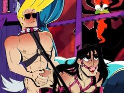 1998fantasy aku anal_sex ball_gag black_hair blonde_hair_on_black_hair blonde_male bondage doggy_style gay gay_domination johnny_bravo johnny_bravo_(series) male samurai_jack samurai_jack_(character) sex voyeur