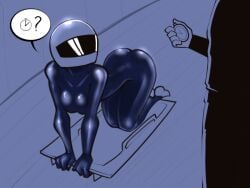 1girls black_and_white bodysuit character_request comic comic_page female helmet latex spacemaxmarine tagme_(character)