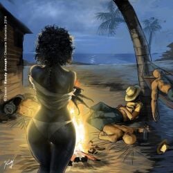 1girls comic comic_page dark-skinned_female dark-skinned_male female kendy_joseph many_on_one mermaid