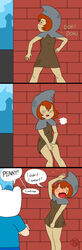 1boy 1girls adventure_time blue_shirt coldfusion comic finn_the_human masturbation penny_(adventure_time) red_hair text