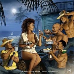 1girls comic comic_page dark-skinned_female dark-skinned_male female kendy_joseph many_on_one mermaid