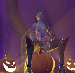 1girls 3d blizzard_entertainment dildo dildo_in_pussy fog foggy_background halloween masturbation night nqmiko01 orgasm orgasm_face overwatch overwatch_2 pumpkin solo widowmaker