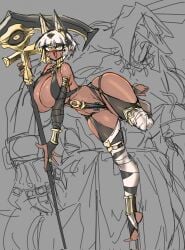 1girls bast bast_(nlebo_hentai) big_breasts cat_ears cat_girl egyptian egyptian_female egyptian_mythology female mythology nlebo_hentai original original_character pubic_tattoo thick_thighs white_hair