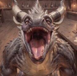 detailed dragonborn_(dnd) looking_at_viewer open_mouth saliva