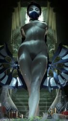 1girls 3d bush fans female female_only front_view kitana kitana_(mk11) looking_at_viewer lunex3d mortal_kombat mortal_kombat_11 naked naked_female nude nude_female pubic_hair small_breasts soko solo_female standing temple wet wet_body wet_skin