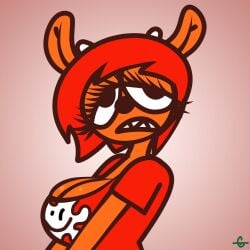 1girl 1girls big_breasts black_eyes cleavage_overflow clothed furry horns jaysonguzman567 lammy_(um_jammer_lammy) lammy_lamb parappa_the_rapper red_shirt sony sony_corporation sony_interactive_entertainment um_jammer_lammy