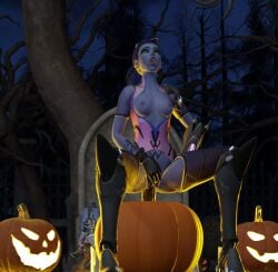 1girls 3d blizzard_entertainment dildo dildo_in_pussy halloween masturbation night nqmiko01 orgasm orgasm_face overwatch overwatch_2 pumpkin solo widowmaker