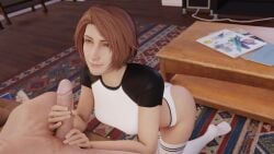 1boy 1girls 3d 3d_animation animated brown_hair dante female female_focus final_fantasy final_fantasy_vii final_fantasy_vii_remake handjob jessie&#039;s_mother lazyprocrastinator legwear long_socks mature mature_female milf no_sound short_hair shorter_than_30_seconds socks tagme video