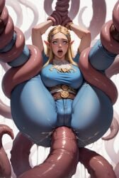 ai_generated anal blonde_hair cum cum_inside elf_ears league69 legs_up long_hair penetration_through_clothing tentacle tentacle_sex white_background