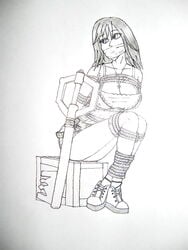 arms_behind_back bondage disney gag gagged kairi keyblade kingdom_hearts kingdom_hearts_ii monochrome raver1357 sketch square_enix wrists_bound