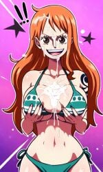 ai_generated big_breasts cum female female_only nami nami_(one_piece) one_piece orange_hair pixelsin tagme