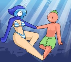 aquamarine_(okami_tomato) big_ass big_breasts big_thighs bikini blue_bikini blue_hair bubbles happy heart mario_(series) okami_tomato shy_gal striped_bikini super_mario_bros. tomato_(okami_tomato) underwater wholesome