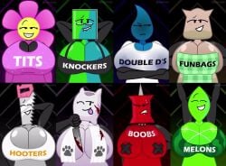 animated anthro barf_bag_(bfdi) battle_for_dream_island bfdi big_breasts book_(bfdi) breasts breasts_focus flower_(bfdi) huge_breasts humanoid leafy_(bfdi) massive_breasts moonilade no_sound object_shows pillow_(bfdi) pin_(bfdi) saw_(bfdi) tagme teardrop_(bfdi) video