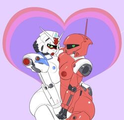 2011 2girls breasts curvaceous earth_federation female frut gerbera_tetra gundam gundam_0083 gundam_gerbera heart large_breasts mecha mobile_suit multiple_girls nipples red_skin robot robot_girl selfcest tagme white_skin wide_hips yuri