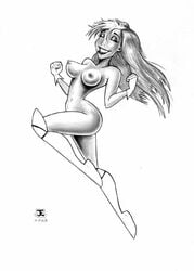 1girls 2005 anna_marie breasts female marvel marvel_comics monochrome rogue_(x-men) sketch solo tagme x-men zeus(artist)