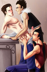 ass_grab black_hair brown_hair clothes color frank_archer fullmetal_alchemist greed hair homunculus human male male_only multiple_males penis short_hair side_view solf_j_kimblee yaoi