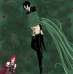 2boys camera gay grell_sutcliff kuroshitsuji male male_only penis sebastian_michaelis tagme tailcoat tentacle tentacle_on_male yaoi