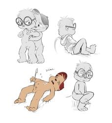 alvin_and_the_chipmunks alvin_seville arched_back baseball_cap blanket_grab brothers crossed_legs cum_on_body cumshot erection glasses hand_between_legs hoodie incest lando leonesta lying_on_back male_only nude partially_colored penis simon_seville sleeping small_penis