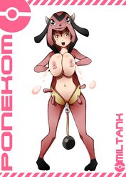 1girls breasts breasts_out color cosplay female female_only front_view human lactation miltank_(cosplay) nekom nipples pokemon pokemon_(cosplay) solo solo_female standing tagme