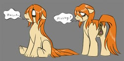 anus beige_fur color female female_only fullmetal_alchemist fur hair my_little_pony nina_tucker nude open_eyes orange_hair sitting smooth_skin solo tagme vulva white_eyes