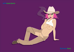 1girls cigar cowgirl erin_esurance esurance female listenertom mascot pink_hair smoking solo