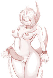 2011 absol anthro bound breasts front_view fur furry futanari herm intersex intersex_only monochrome nintendo nipples penis pokemon pokemon_(species) solo standing tagme vulva yaita