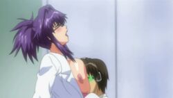 1boy animated breasts huge_breasts male oppai_no_ouja_48 purple_hair takashima_miyu