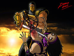 2d blood danilo defeated fatality guro mileena mortal_kombat mortal_kombat:_deception scorpion_(mortal_kombat) tagme unseen_male_face