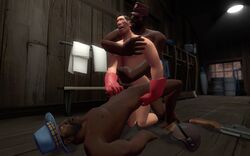 3boys anal anal_sex dark-skinned_male dark_skin demoman furei garry's_mod gay gloves group group_sex male male_focus male_only male_penetrating male_penetrating_male masturbation medic_(team_fortress_2) scars tagme team_fortress_2