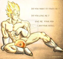 color dragon_ball dragon_ball_z gloves hair majin_mark male male_only muscles nude sitting solo super_saiyan super_saiyan_2 vegeta