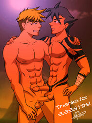 2boys artist_request comparing gay kamina kittan_bachika male male_only nude tagme tengen_toppa_gurren_lagann yaoi